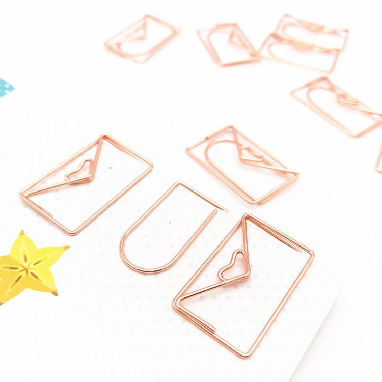 玫瑰金造型迴紋針文青 文件夾/書籤/整理/造型迴紋針/萬字夾/曲別針/紙夾/創意辦公文書用具-細節圖6