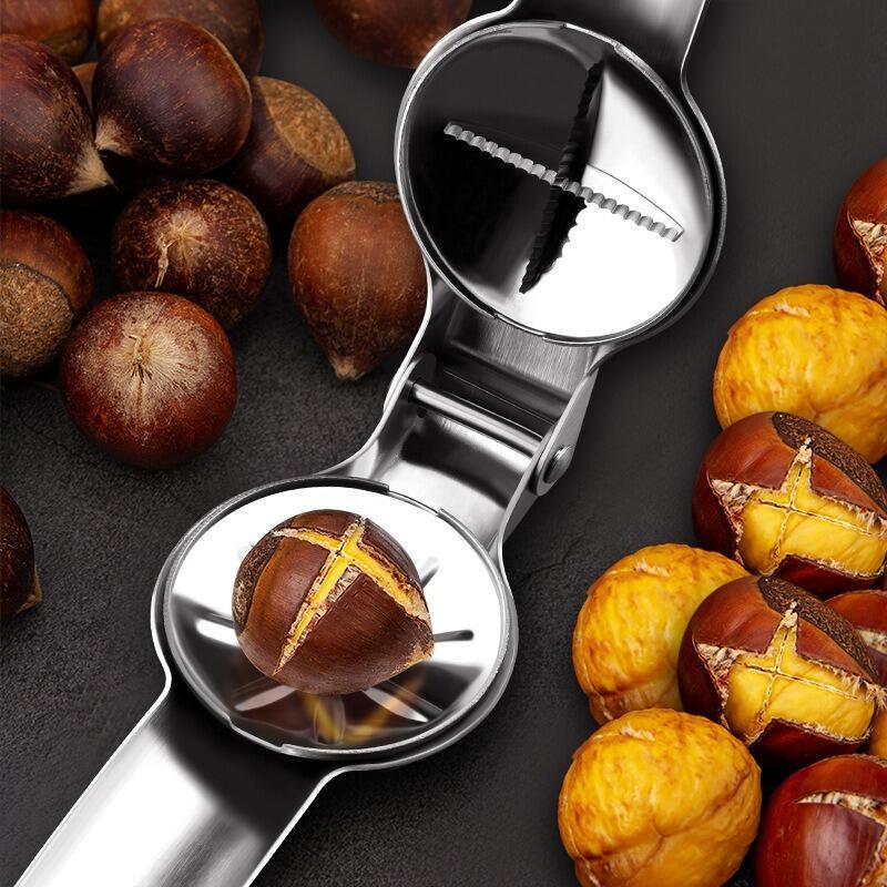 免剝殼栗子神器 烤核桃 板栗開口器 剝堅果神器 剝栗神器 家用核桃夾 廚房工具 堅果神器 十字板栗夾-細節圖5