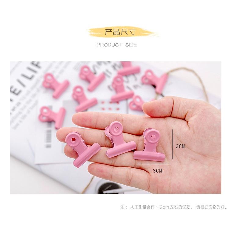 復古粉色女圓尾夾👍👍 金屬長尾夾 學生試卷夾 資料夾 票據夾日系原宿風-細節圖2