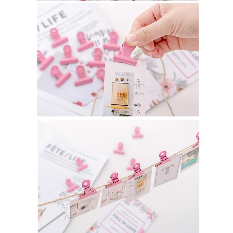 復古粉色女圓尾夾👍👍 金屬長尾夾 學生試卷夾 資料夾 票據夾日系原宿風-細節圖6