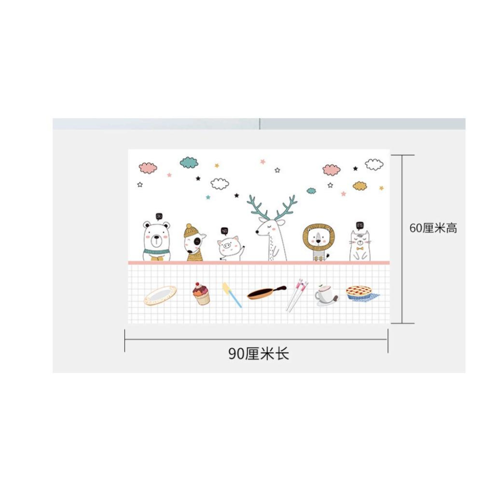 廚房防油貼紙 卡通動物防水防油貼 加大款  耐高温鋁箔隔油防水牆貼紙 防水免除油污 高溫鍍鋁膜防油貼紙 廚房瓷磚貼紙-細節圖6