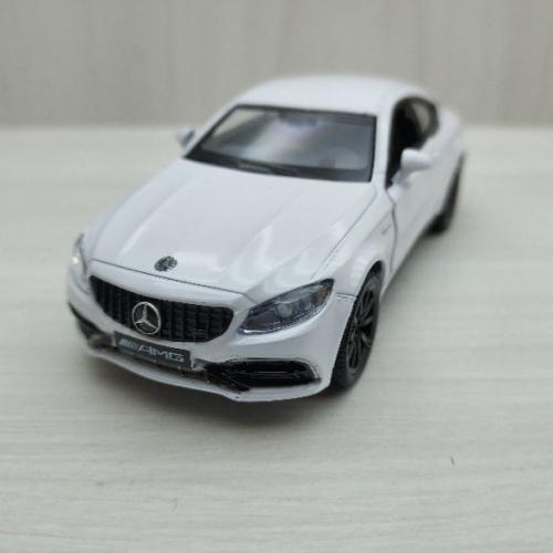 全新盒裝1:36~賓士 C63 AMG 白色 合金汽車模型 玩具 禮物 兒童 迴力車 模型車 交通模型