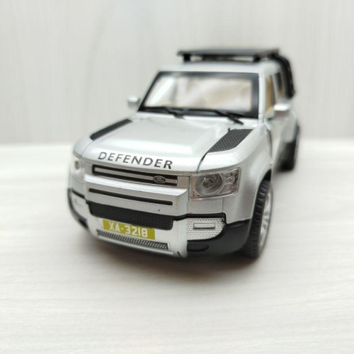 台灣現貨 全新盒裝1:28路虎 衛士 LAND ROVER 銀色 合金 模型車 聲光車 玩具 兒童 禮物 收藏 交通