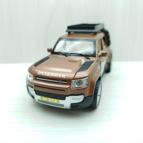 台灣現貨 全新盒裝1:28路虎衛士LAND ROVER棕色 合金 模型車 聲光車 玩具 兒童 禮物 收藏 交通 比例模型