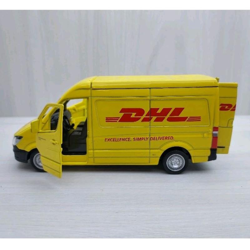 台灣現貨 全新盒裝1:36~賓士 benz DHL快遞車 合金 模型車 玩具 迴力 兒童 生日 禮物 收藏 擺飾-細節圖3