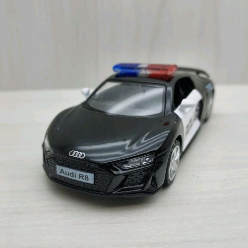台灣現貨 全新盒裝1:36~奧迪 AUDI R8 警車 黑色 合金 模型車 迴力車 收藏 禮物 玩具