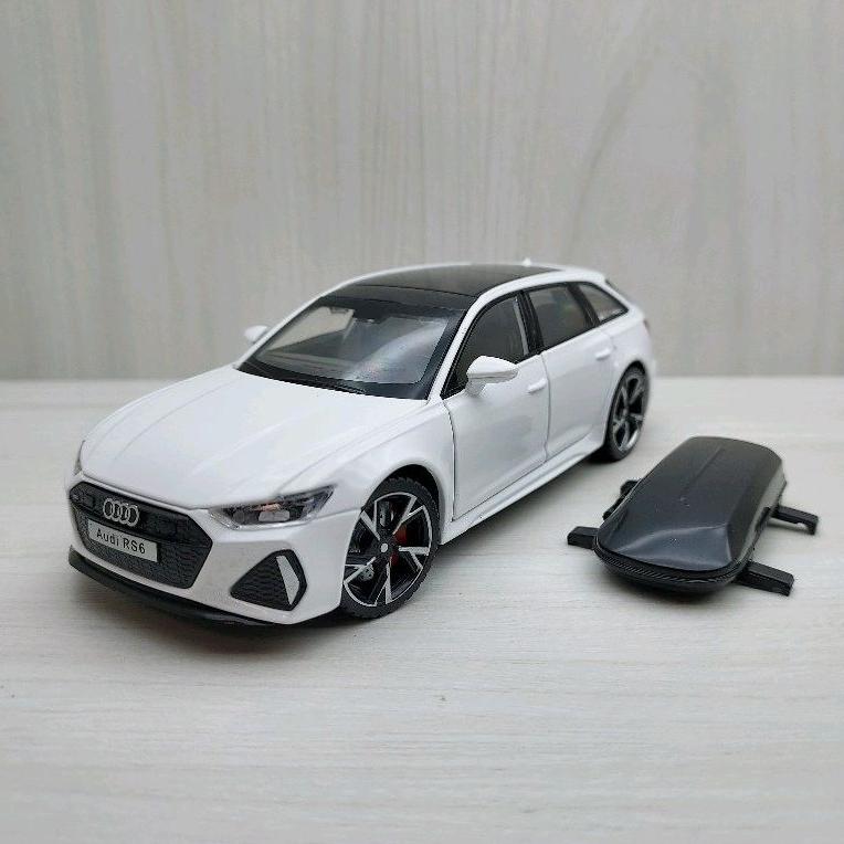 台灣現貨 全新盒裝1:32 ~奧迪 AUDI RS6 前輪可轉向 白色 合金 模型車 聲光車 玩具 兒童 禮物 收藏-細節圖2