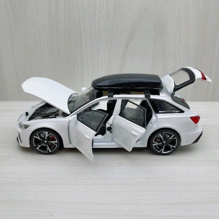 台灣現貨 全新盒裝1:32 ~奧迪 AUDI RS6 前輪可轉向 白色 合金 模型車 聲光車 玩具 兒童 禮物 收藏-細節圖4