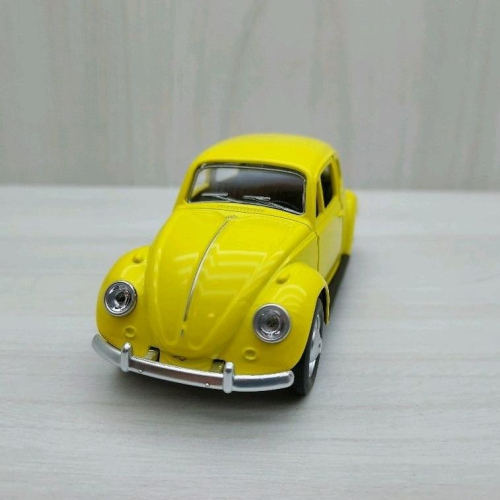 台灣現貨 全新盒裝1:36~福斯 1967 復古金龜車 黃色 合金汽車模型 玩具 收藏 兒童 禮物 迴力車
