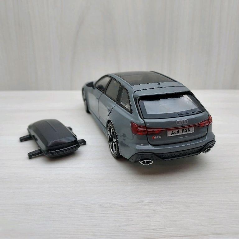 台灣現貨 全新盒裝1:32 ~奧迪 AUDI RS6 前輪可轉向 灰色 合金 模型車 聲光車 玩具 兒童 禮物 收藏-細節圖4