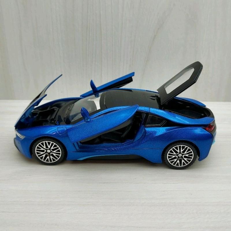 全新盒裝1:32 ~寶馬 BMW i8 藍色 合金 模型車 聲光車 玩具 兒童 禮物 收藏-細節圖3