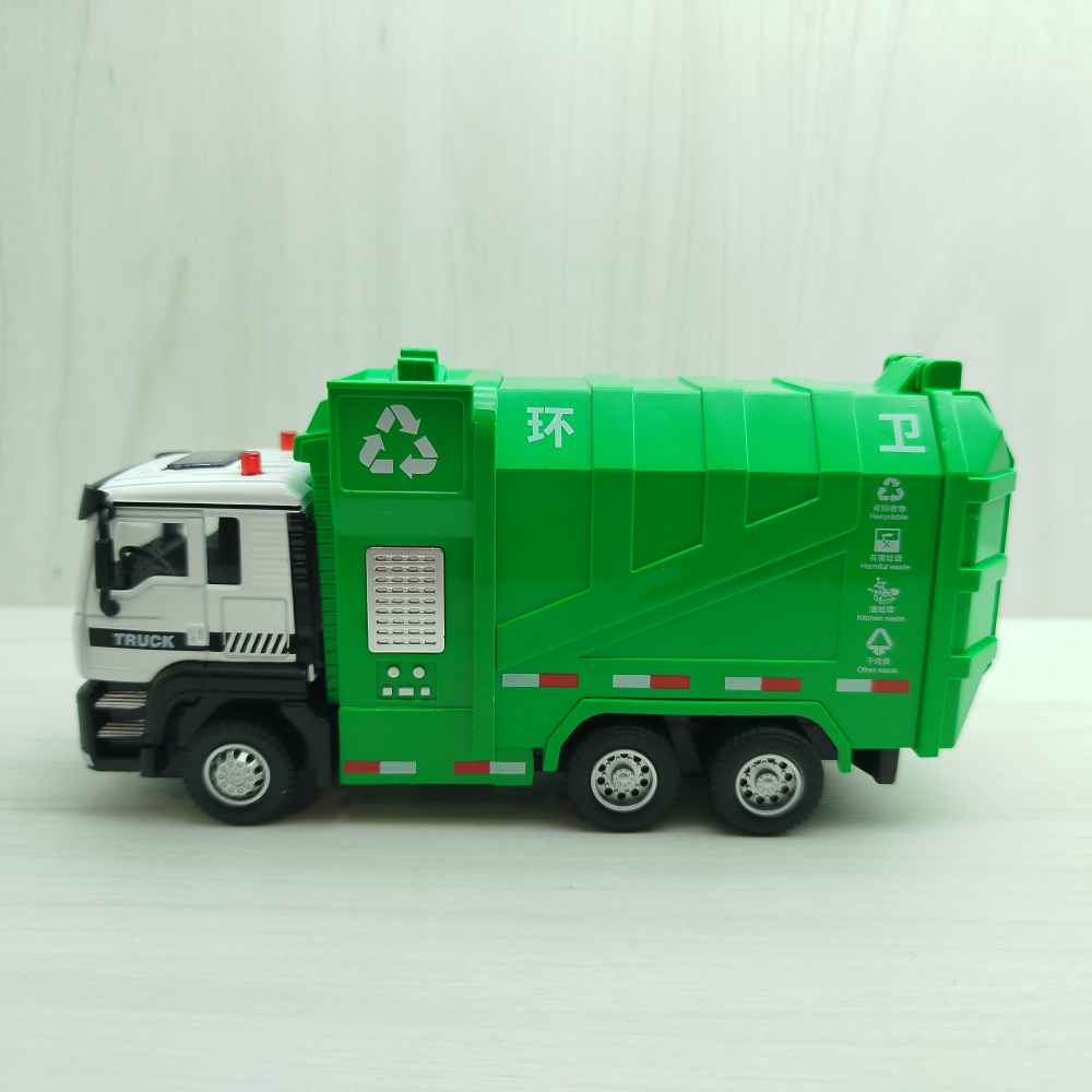 台灣現貨 全新盒裝~1:50 ~環保垃圾卡車 合金 模型車 聲光車 玩具 兒童 禮物 收藏 交通 比例模型-細節圖2