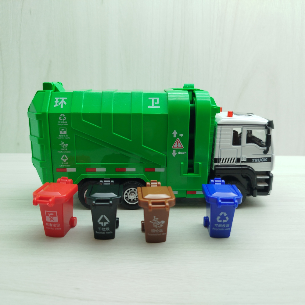 台灣現貨 全新盒裝~1:50 ~環保垃圾卡車 合金 模型車 聲光車 玩具 兒童 禮物 收藏 交通 比例模型-細節圖3