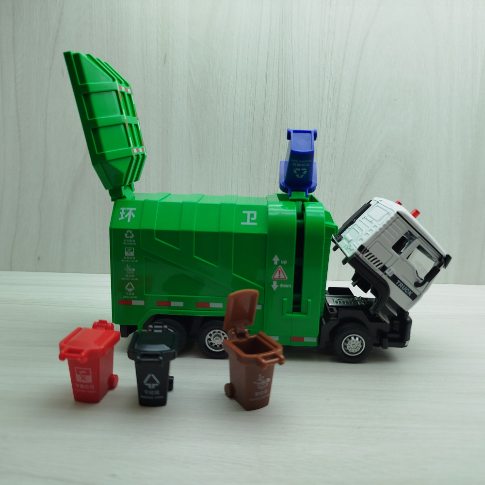 台灣現貨 全新盒裝~1:50 ~環保垃圾卡車 合金 模型車 聲光車 玩具 兒童 禮物 收藏 交通 比例模型-細節圖4