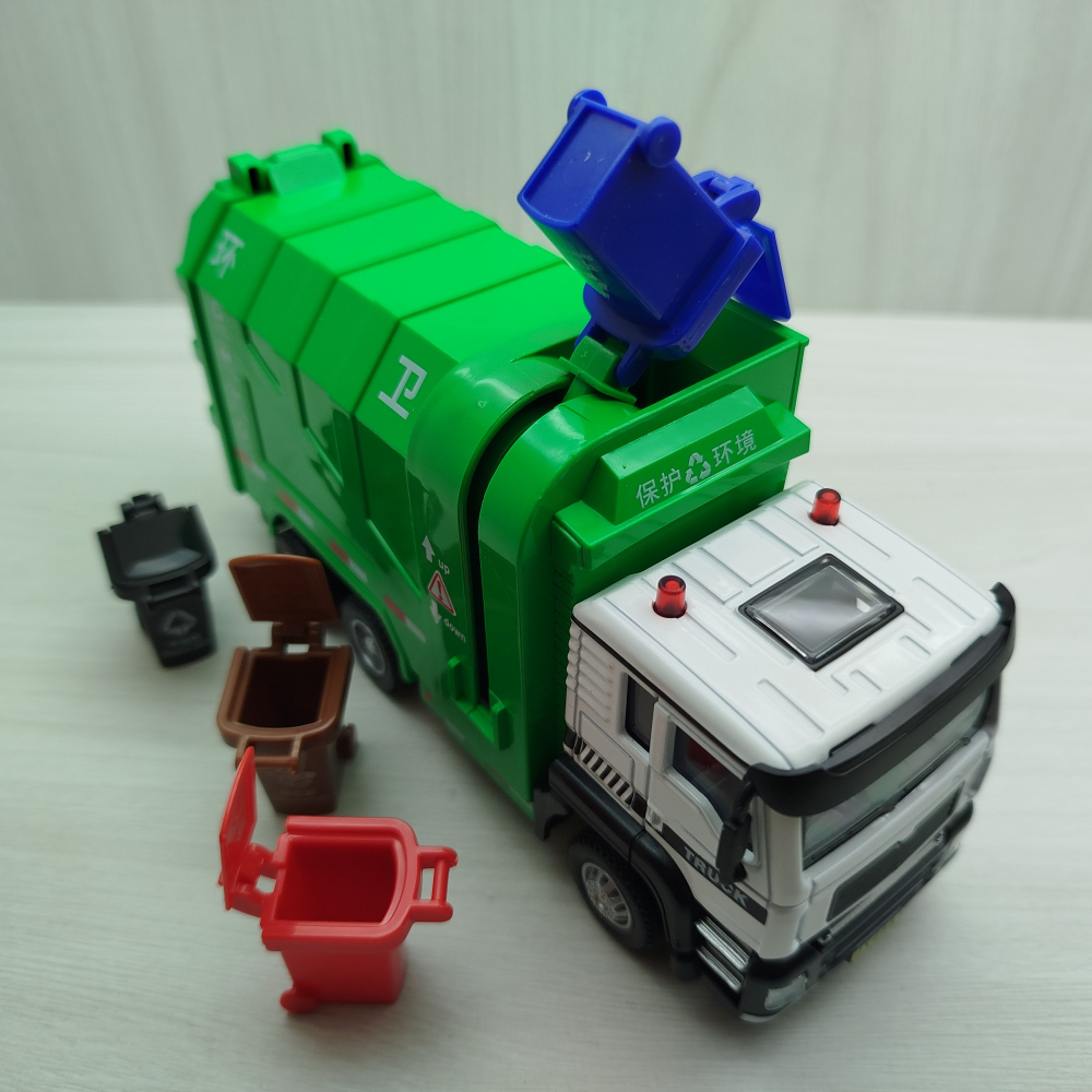 台灣現貨 全新盒裝~1:50 ~環保垃圾卡車 合金 模型車 聲光車 玩具 兒童 禮物 收藏 交通 比例模型-細節圖5