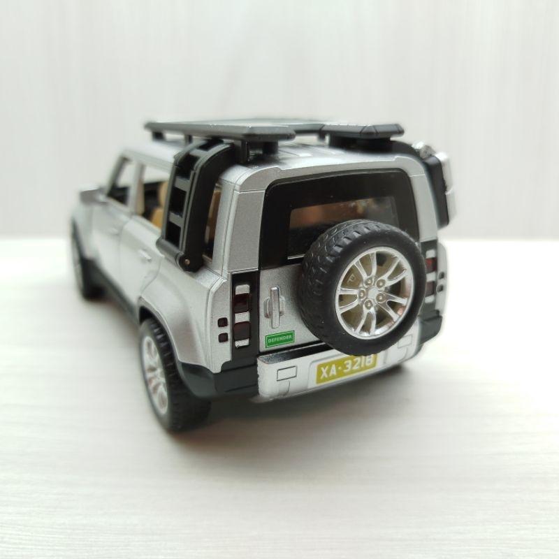 台灣現貨 全新盒裝1:28路虎 衛士 LAND ROVER 銀色 合金 模型車 聲光車 玩具 兒童 禮物 收藏 交通-細節圖5