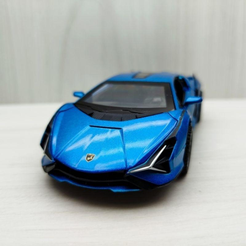 台灣現貨 全新盒裝~1:32 ~藍寶堅尼 閃電 SIAN 藍色 合金 模型車 聲光車 玩具 兒童 禮物 收藏 交通
