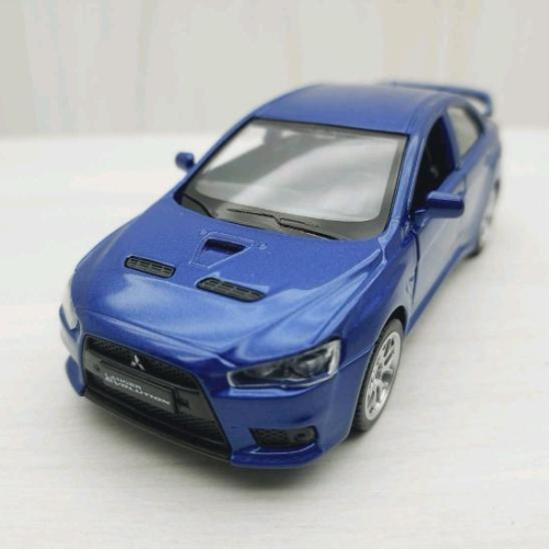 台灣現貨 全新盒裝1:41三菱LANCER EVOLUTION X 藍色 合金 模型車 玩具 迴力 兒童 生日 禮物