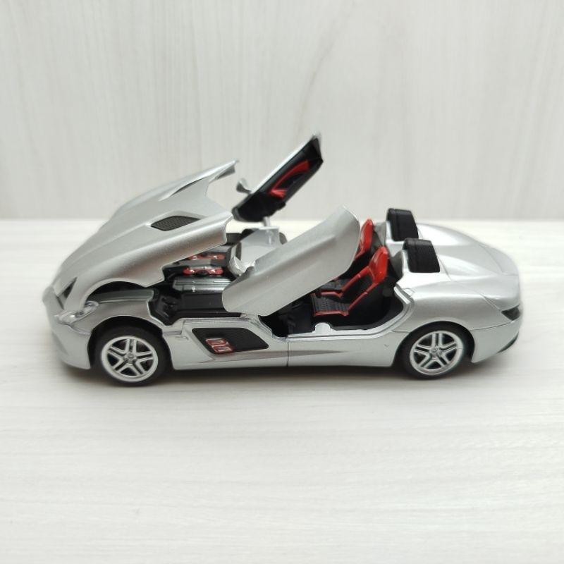 台灣現貨 全新盒裝~1:32 ~賓士 BENZ SLR 銀色 合金 模型車 聲光車 玩具 兒童 禮物 收藏 交通 比例-細節圖3