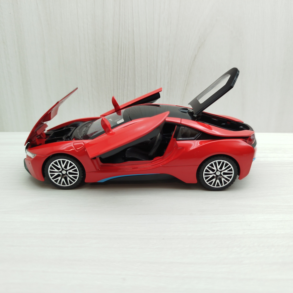全新盒裝1:32 ~寶馬 BMW i8 紅色 合金 模型車 聲光車 玩具 兒童 禮物 收藏-細節圖3