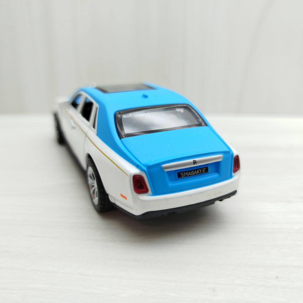 台灣現貨 全新盒裝~1:36~勞斯萊斯 幻影 藍頂白色 合金 模型車(聲光車)-細節圖4