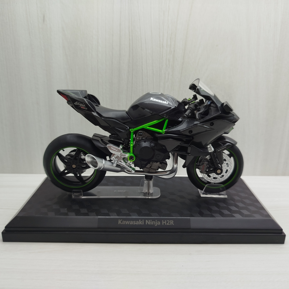 宅米吉 全新現貨~1:12~川崎 KAWASAKI Ninja H2R 黑綠色 模型車 玩具 兒童 收藏 重機 摩托車-細節圖2