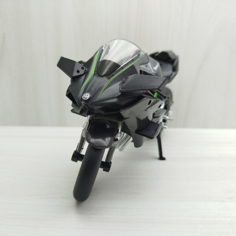 宅米吉 全新現貨~1:12~川崎 KAWASAKI Ninja H2R 黑綠色 模型車 玩具 兒童 收藏 重機 摩托車-細節圖3