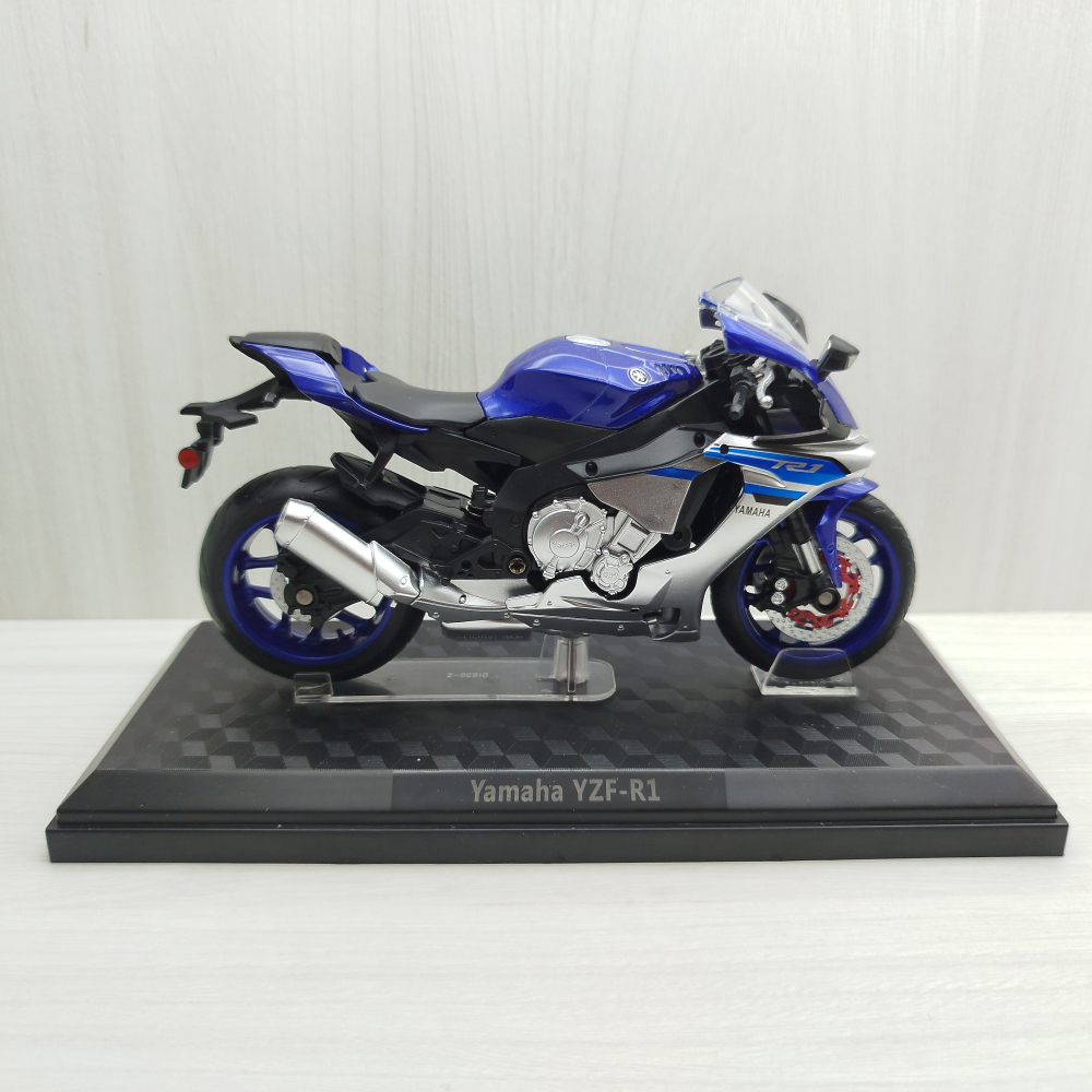 宅米吉 全新現貨~1:12~山葉 YAMAHA YZF-R1 藍色 模型車 玩具 兒童 收藏 重機 摩托車 交通模型-細節圖2