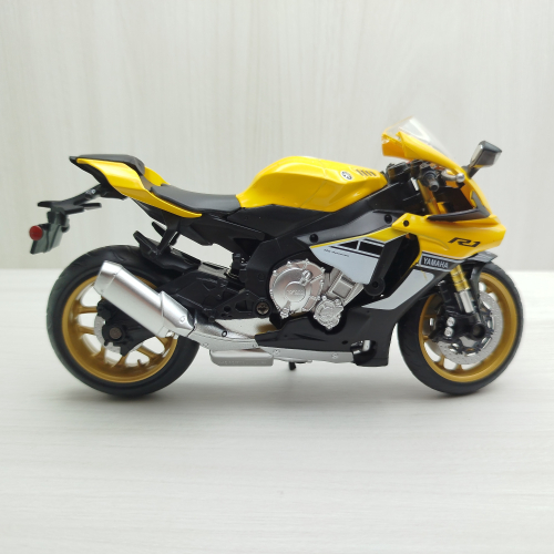 宅米吉 全新現貨~1:12~山葉 YAMAHA YZF-R1 黃色 模型車 玩具 兒童 收藏 重機 摩托車 交通模型