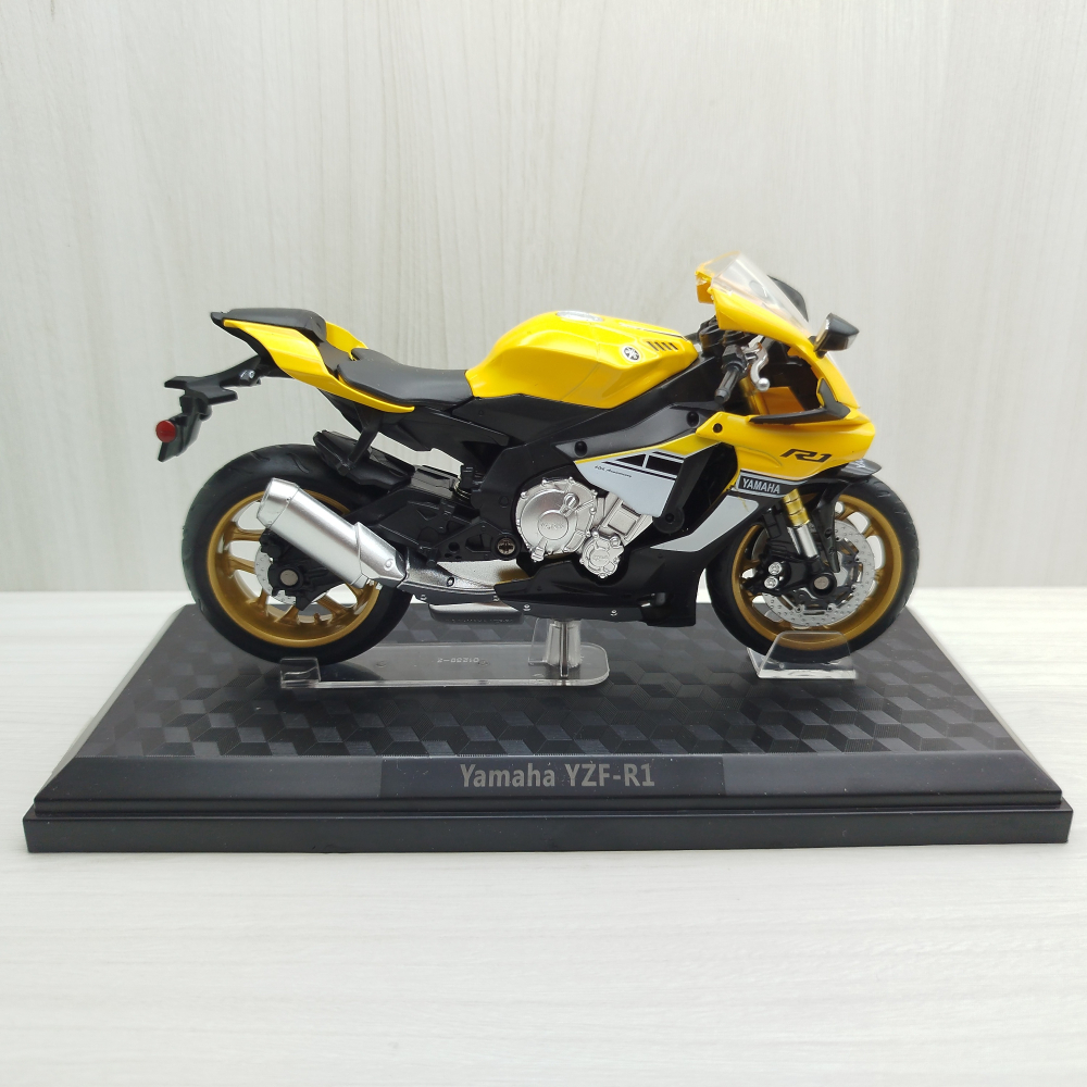 宅米吉 全新現貨~1:12~山葉 YAMAHA YZF-R1 黃色 模型車 玩具 兒童 收藏 重機 摩托車 交通模型-細節圖2