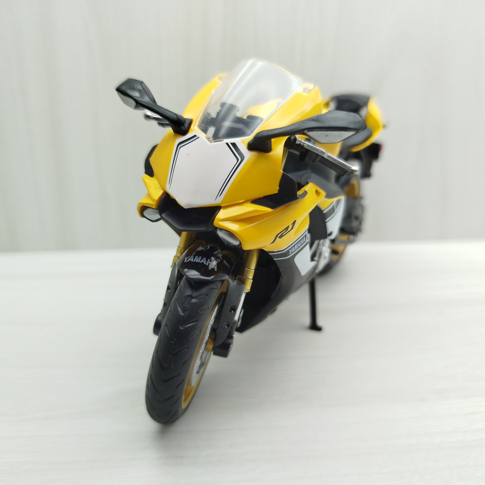 宅米吉 全新現貨~1:12~山葉 YAMAHA YZF-R1 黃色 模型車 玩具 兒童 收藏 重機 摩托車 交通模型-細節圖3