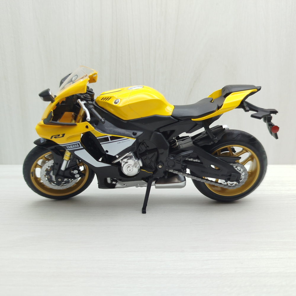 宅米吉 全新現貨~1:12~山葉 YAMAHA YZF-R1 黃色 模型車 玩具 兒童 收藏 重機 摩托車 交通模型-細節圖4