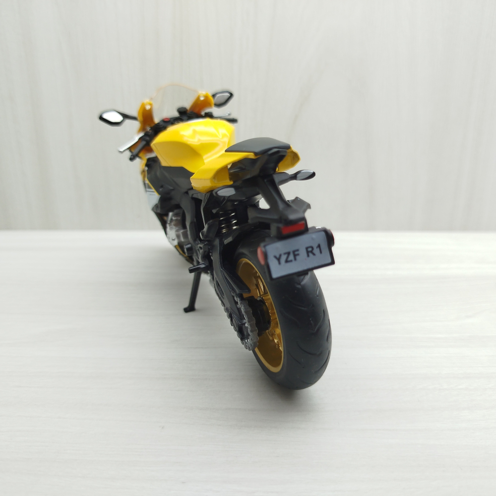 宅米吉 全新現貨~1:12~山葉 YAMAHA YZF-R1 黃色 模型車 玩具 兒童 收藏 重機 摩托車 交通模型-細節圖5