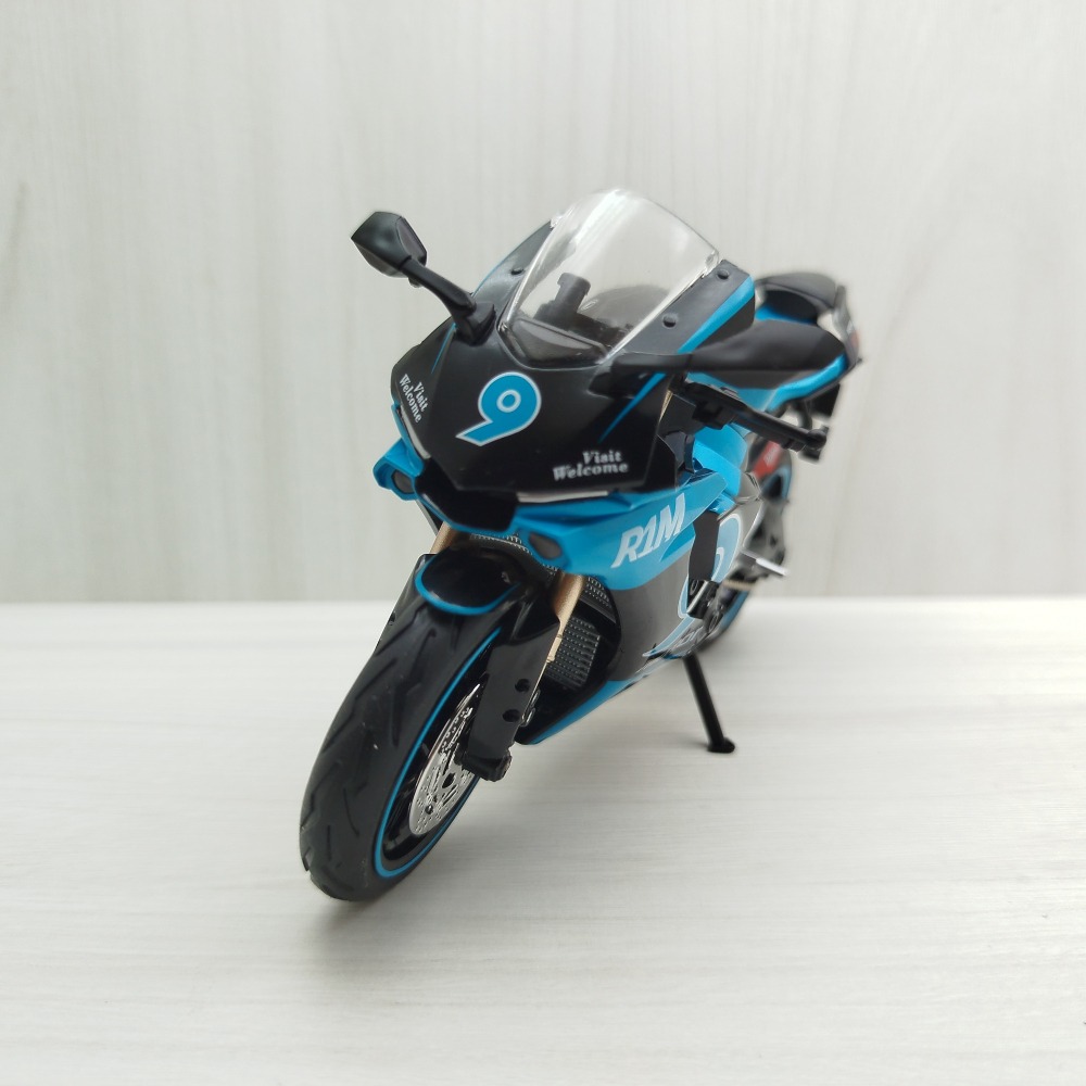 宅米吉 全新現貨~1:12~山葉 YAMAHA YZF-R1M 青色 (聲光車) 模型車 玩具 兒童  重機 摩托車-細節圖3