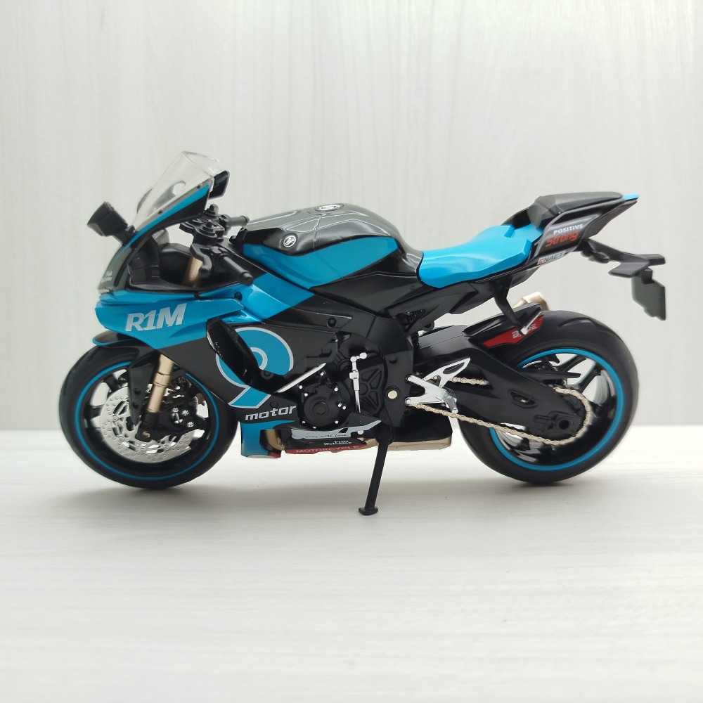 宅米吉 全新現貨~1:12~山葉 YAMAHA YZF-R1M 青色 (聲光車) 模型車 玩具 兒童  重機 摩托車-細節圖4