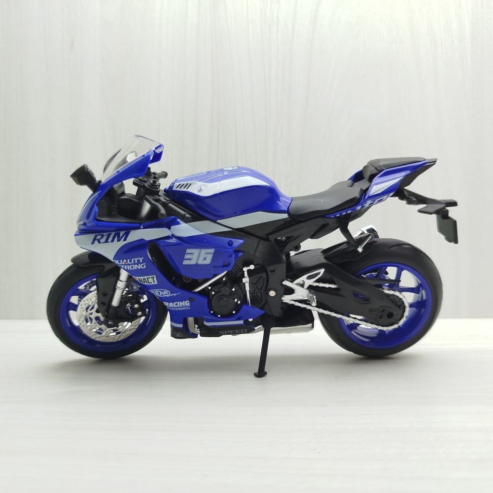 宅米吉 全新現貨~1:12~山葉 YAMAHA YZF-R1M 藍色 (聲光車) 模型車 玩具 兒童  重機 摩托車-細節圖4