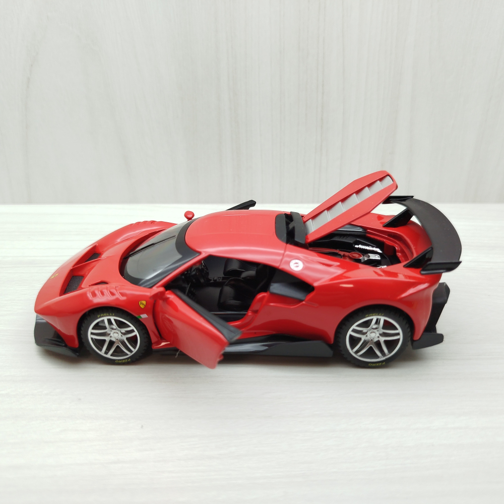 全新盒裝現貨~1:32 ~法拉利 Ferrari P80 紅色 合金 模型 聲光車 玩具 收藏-細節圖3