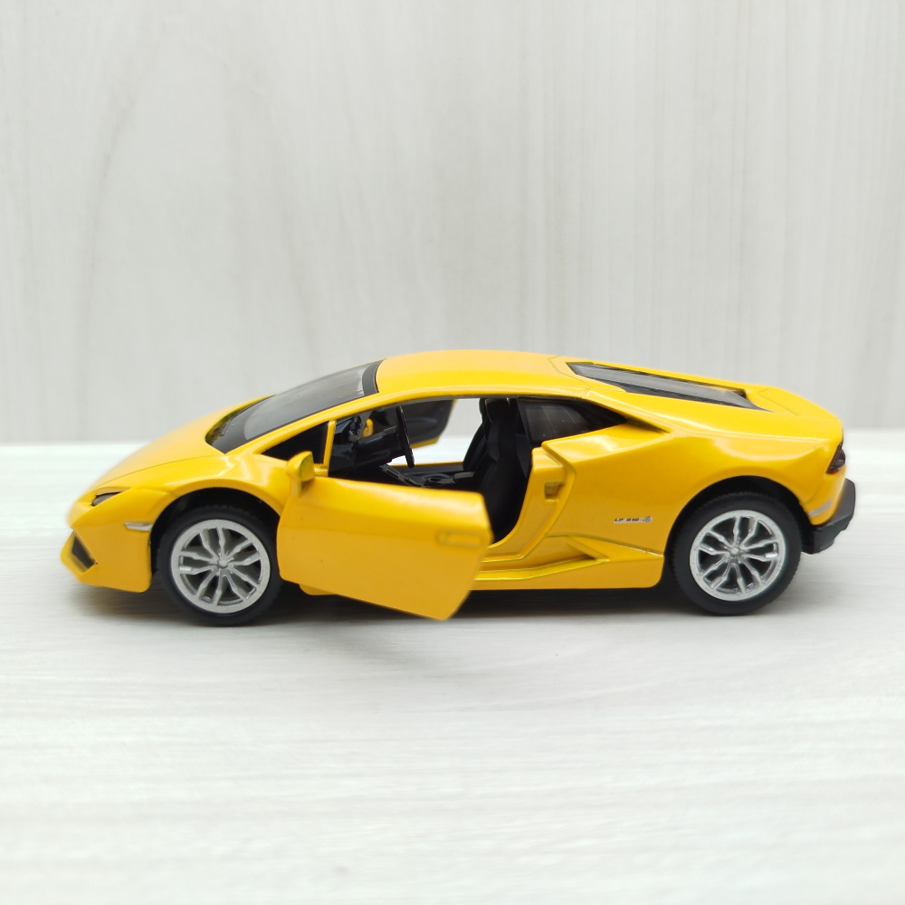 全新盒裝現貨~1:36~藍寶堅尼  Huracan Coupe 颶風 LP610-4 黃色 合金 迴力車-細節圖3