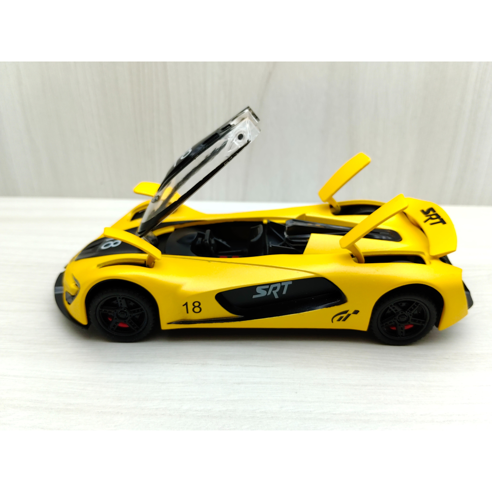 全新盒裝現貨~1:32~道奇Dodge SRT戰斧極速超跑 黃色 合金 模型車 聲光車 玩具 收藏-細節圖3