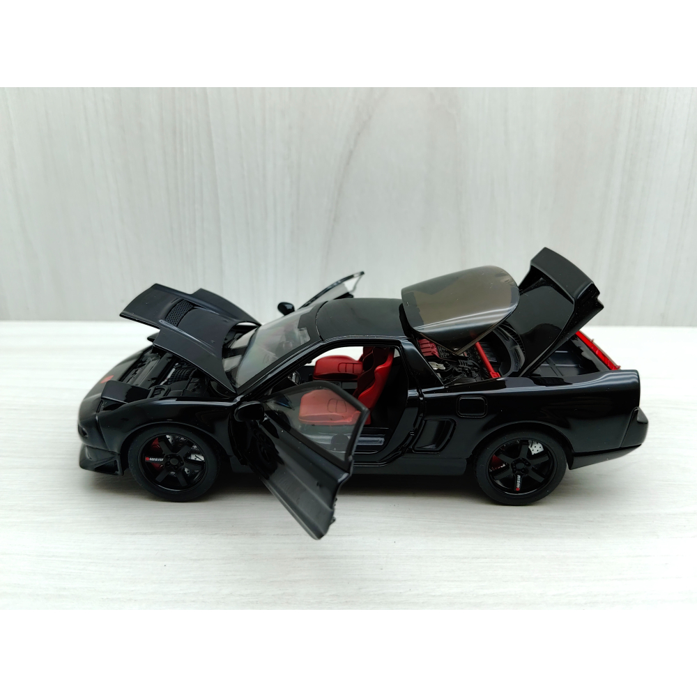 全新盒裝現貨~1:32~本田 NSX 初代跑車 黑色 前輪轉向 車燈恆亮開關 合金 模型車 聲光車-細節圖4