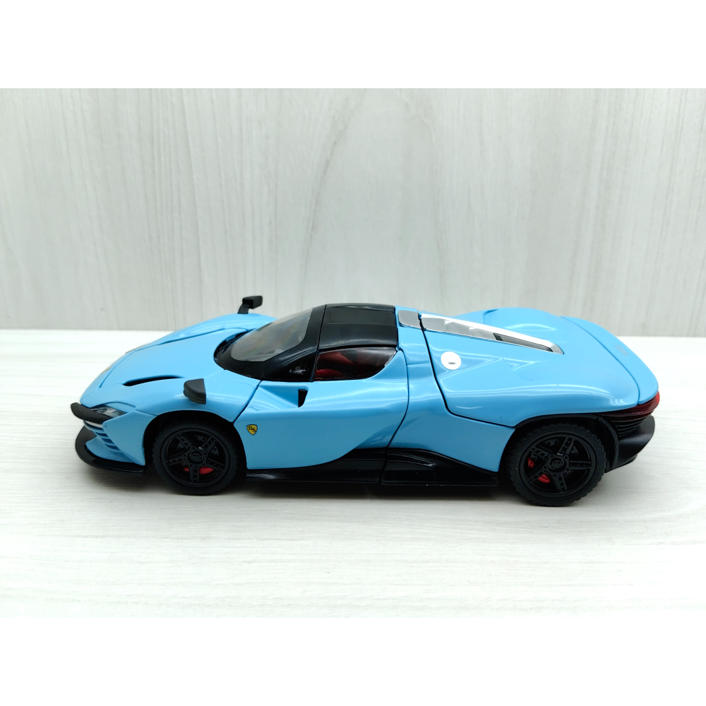 全新盒裝現貨~1:32~法拉利 SP3超跑 前輪轉向 車頂可拆 藍色 合金 模型車 聲光車 玩具 收藏-細節圖2