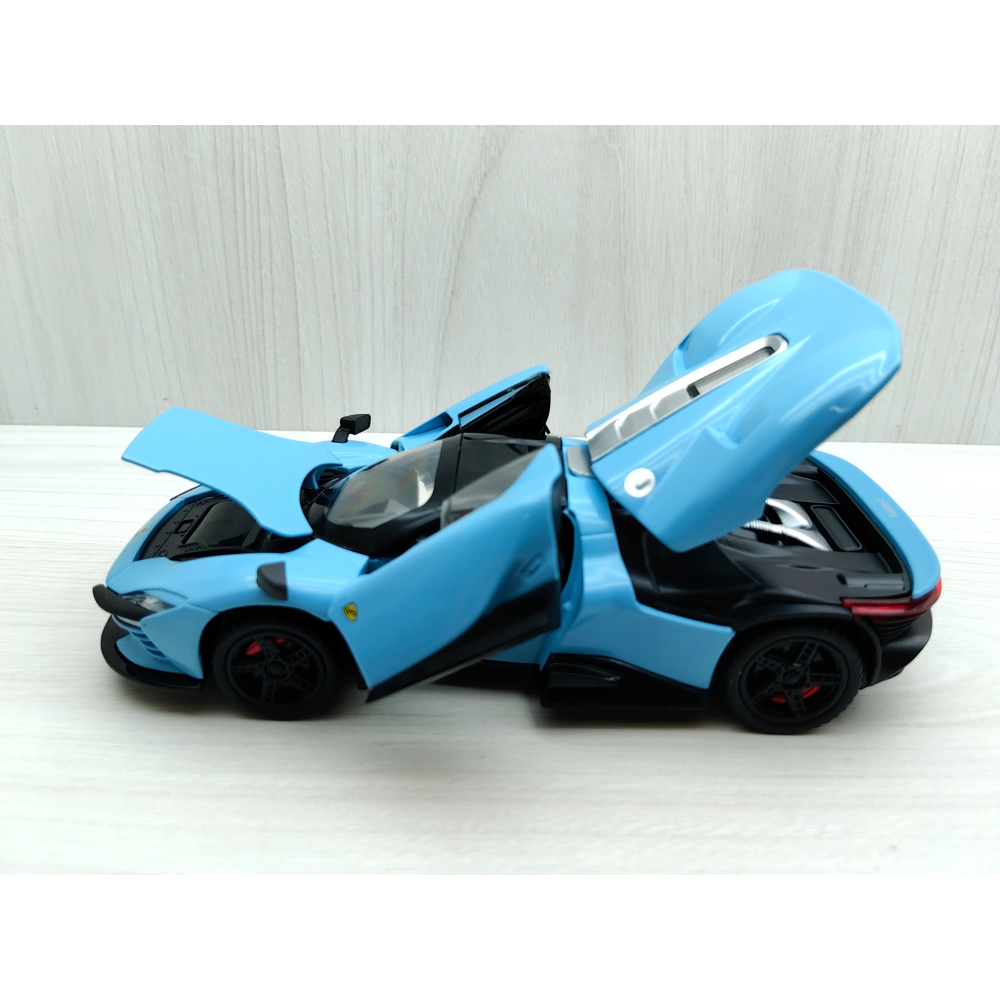 全新盒裝現貨~1:32~法拉利 SP3超跑 前輪轉向 車頂可拆 藍色 合金 模型車 聲光車 玩具 收藏-細節圖4