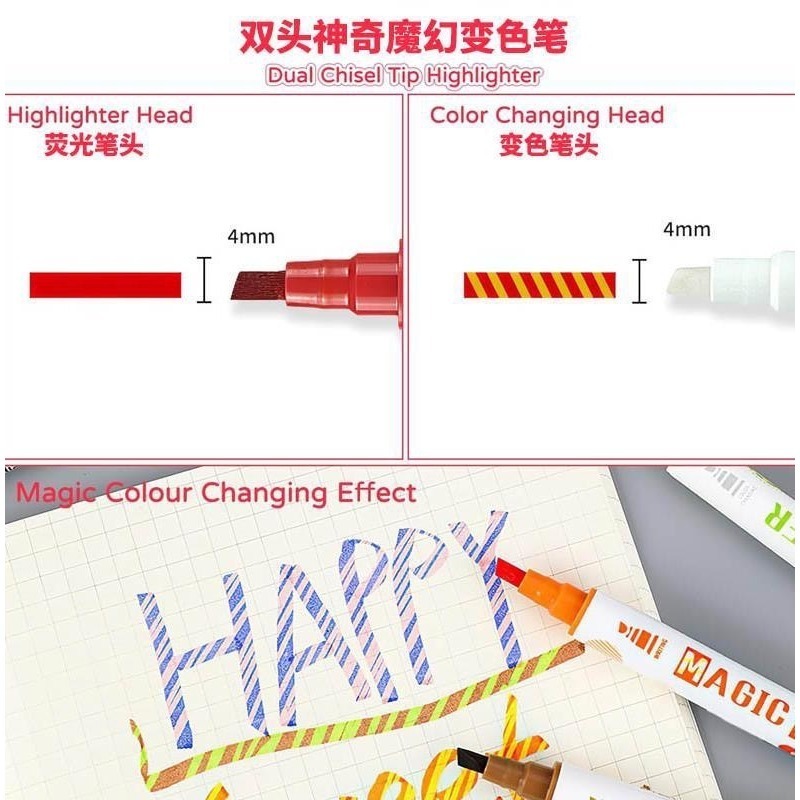 樂高小店鋪 一木林 螢光筆 雙頭 魔幻 變色筆 拔帽 學生 劃重點 手賬-細節圖2