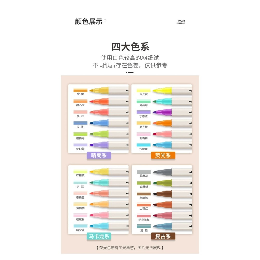 樂高小店鋪 點石 螢光筆 拔帽 軟硬雙頭 學生 劃重點 手賬 DS-820-細節圖2