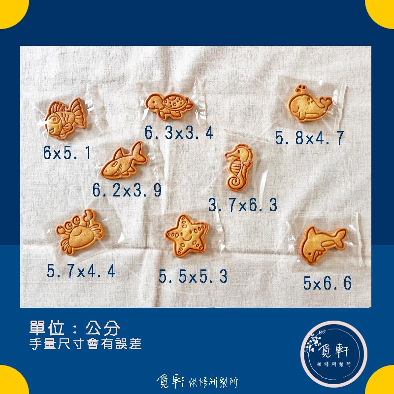 【覓軒烘焙】造型手工餅乾 海洋生物系列 8種圖案 (整組)-細節圖4