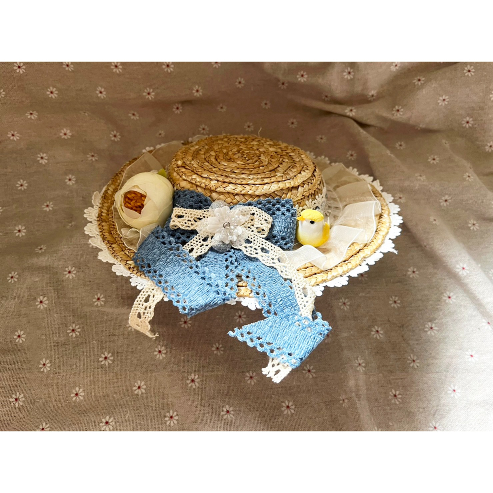 【現貨】20cm田園草帽（娃用）無屬性 娃衣 棉花娃 娃娃 棉花娃娃 棉花娃衣-細節圖2