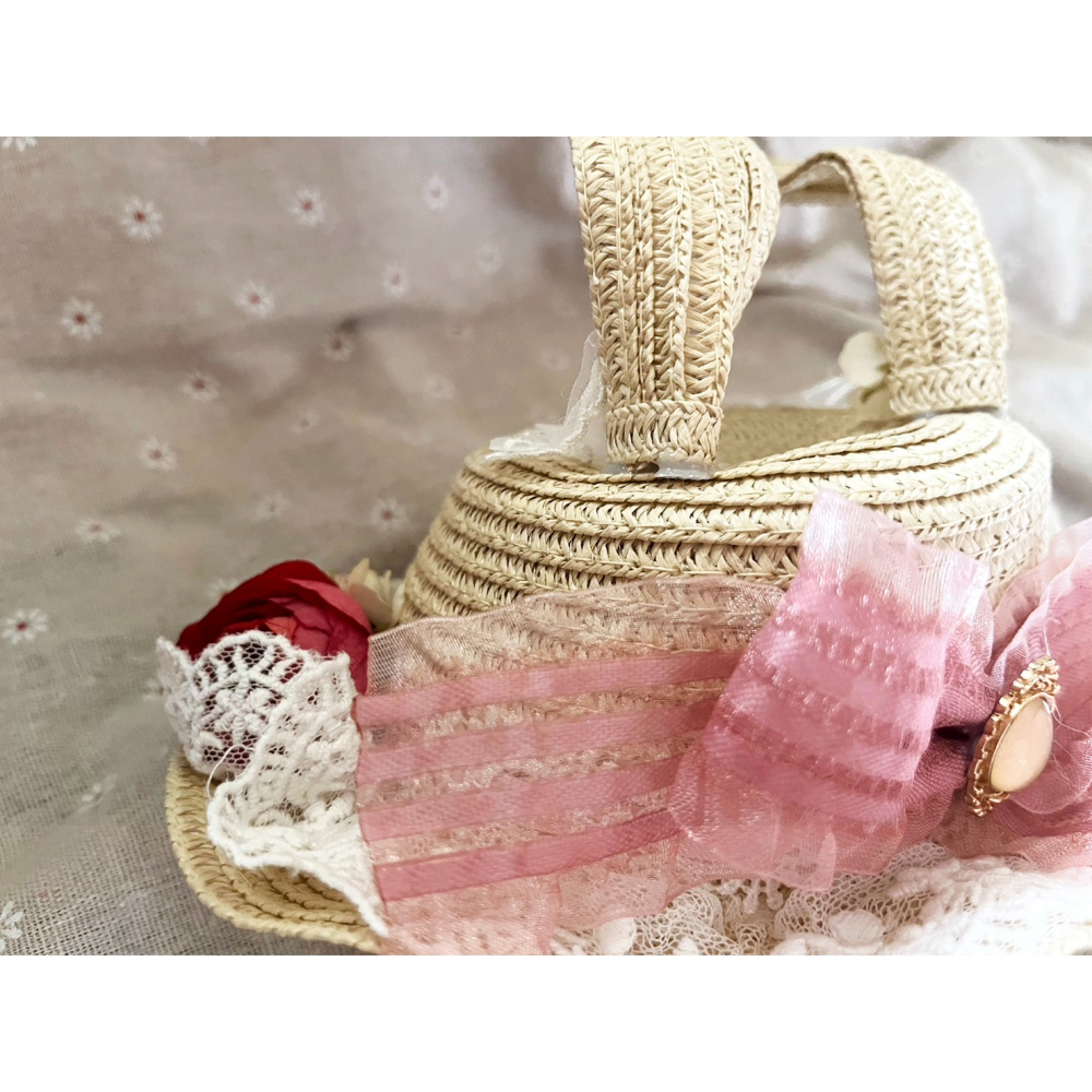 【現貨】20cm田園草帽（娃用）無屬性 娃衣 棉花娃 娃娃 棉花娃娃 棉花娃衣-細節圖6