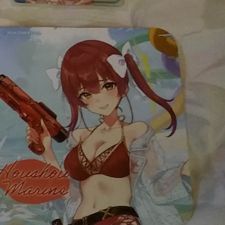 六福村 水樂園 限定 hololive 寶鐘瑪琳 船長泳圈 娃娃+小卡+透卡+杯墊-細節圖2