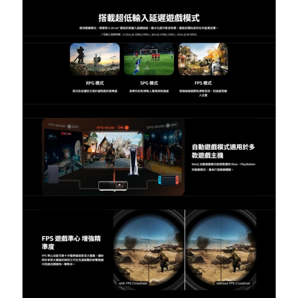 BenQ 明碁 X500i－4K HDR 4LED 短焦輕遊戲投影機 低延遲 2200 ANSI 投影機 光華-細節圖8
