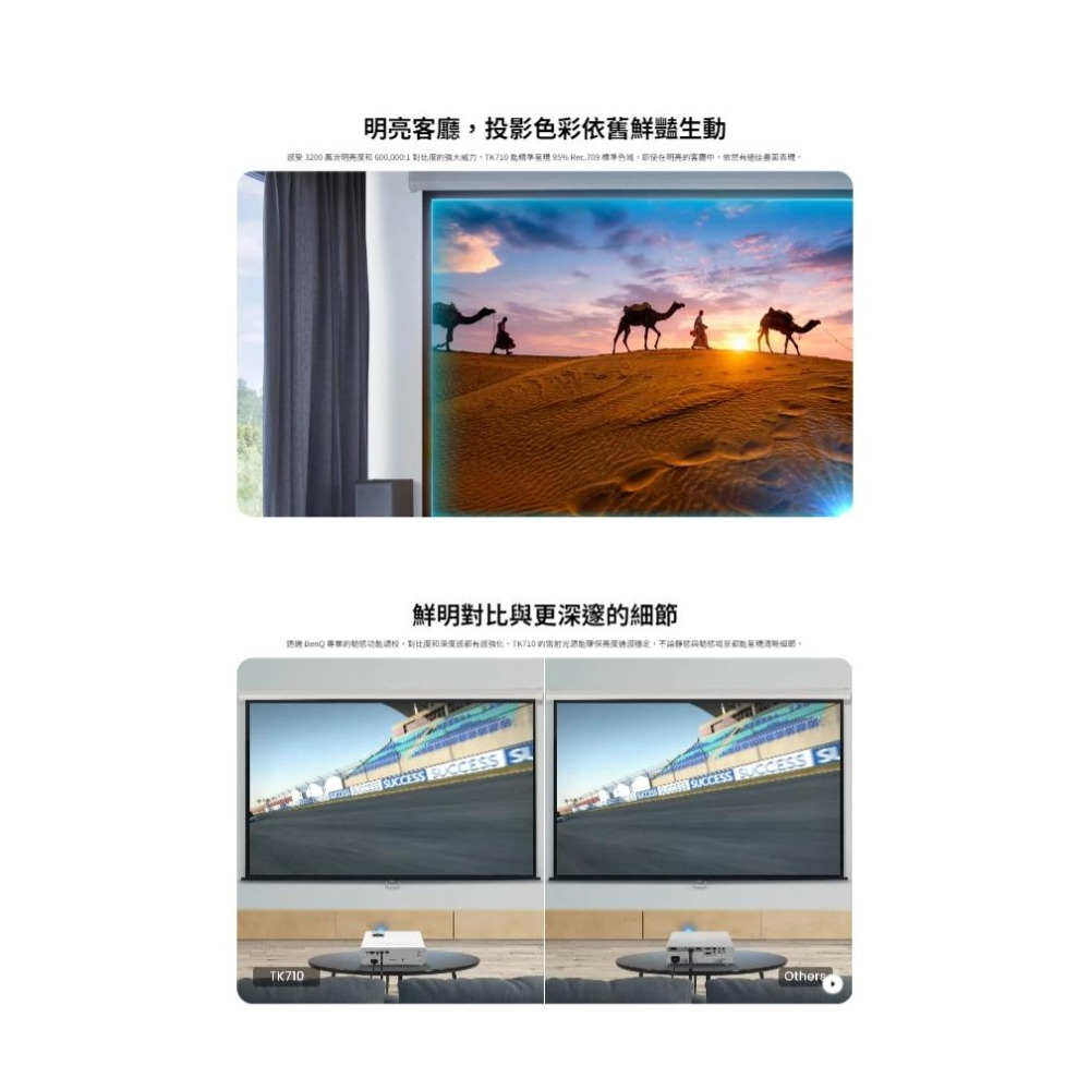 BenQ 明碁 TK710－4K HDR 雷射遊戲投影機 3200ANSI/240Hz 三坪機 低延遲 光華-細節圖5